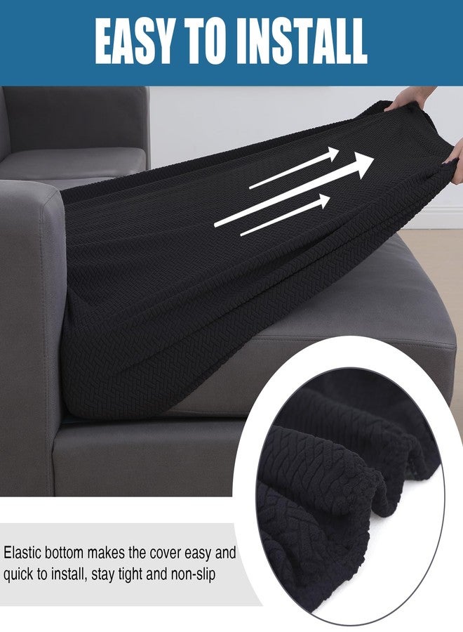 smiry أغطية وسائد أريكة مقاومة للماء من سميري، أغطية أريكة زاوية من قماش الجاكار المطاطي، أغطية وسائد أريكة على شكل حرف L، غطاء كرسي استرخاء قابل للغسل، واقي أثاث مطاطي (غطاء كرسي استرخاء، أسود) - Image 4