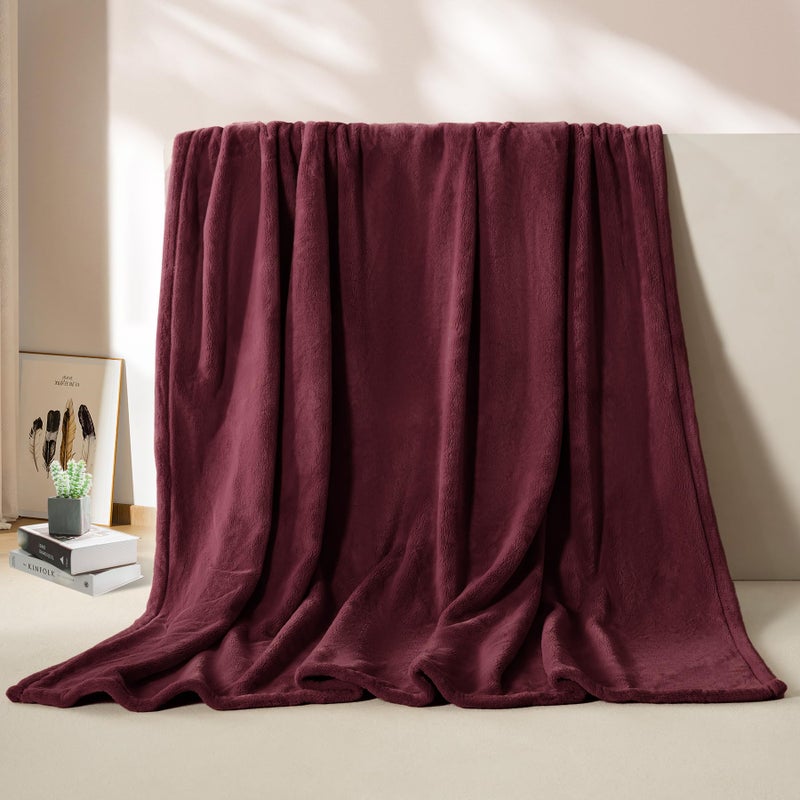 Beautex Fleece رمي بطانية لأريكة الأريكة أو سرير الحجم الناعم اللطيف بطانية الفانيلا الفانيلا الفانيلا لفة بطانية سوبر مريحة لجميع المواسم (النبيذ 50 "" × 60 "") - Image 5