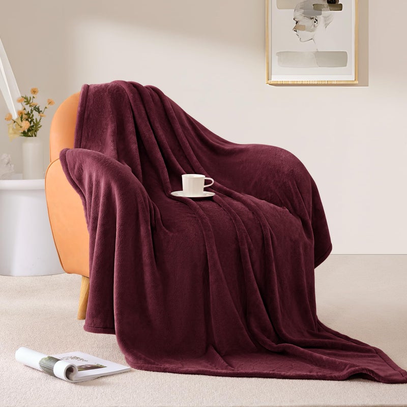 Beautex Fleece رمي بطانية لأريكة الأريكة أو سرير الحجم الناعم اللطيف بطانية الفانيلا الفانيلا الفانيلا لفة بطانية سوبر مريحة لجميع المواسم (النبيذ 50 "" × 60 "") - Image 4
