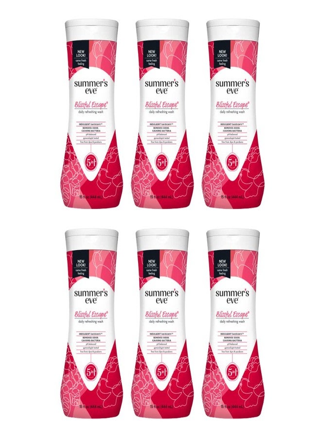 Summer's Eve Blissful Escape Daily Refreshing Feminine Wash, Removes Odor, pH balanced, 15 fl oz. (Pack of 6 - Image 1