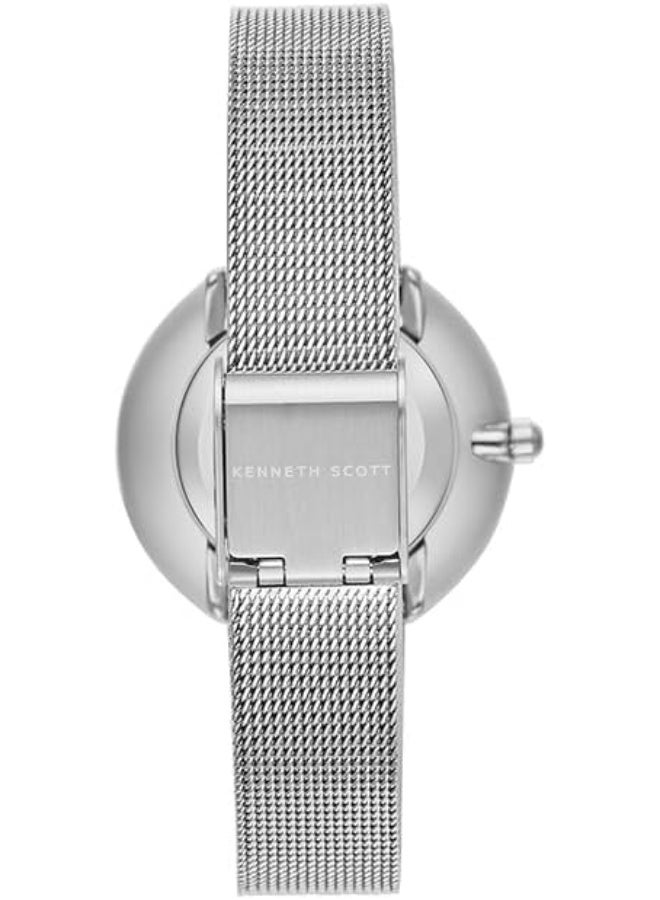 كينيث سكوت ساعة كينيث سكوت نسائية بحركة  وشاشة تناظرية وسوار من الفولاذ المقاوم للصدأ - فضي - Image 2