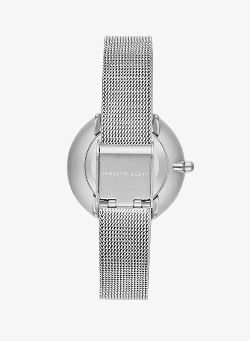 Kenneth Scott Green Kenneth Scott Women's PC21 Movement Watch, Analog Display and Stainless Steel Strap - K23535-SMSG, Silver for Women | Best Price UAE
