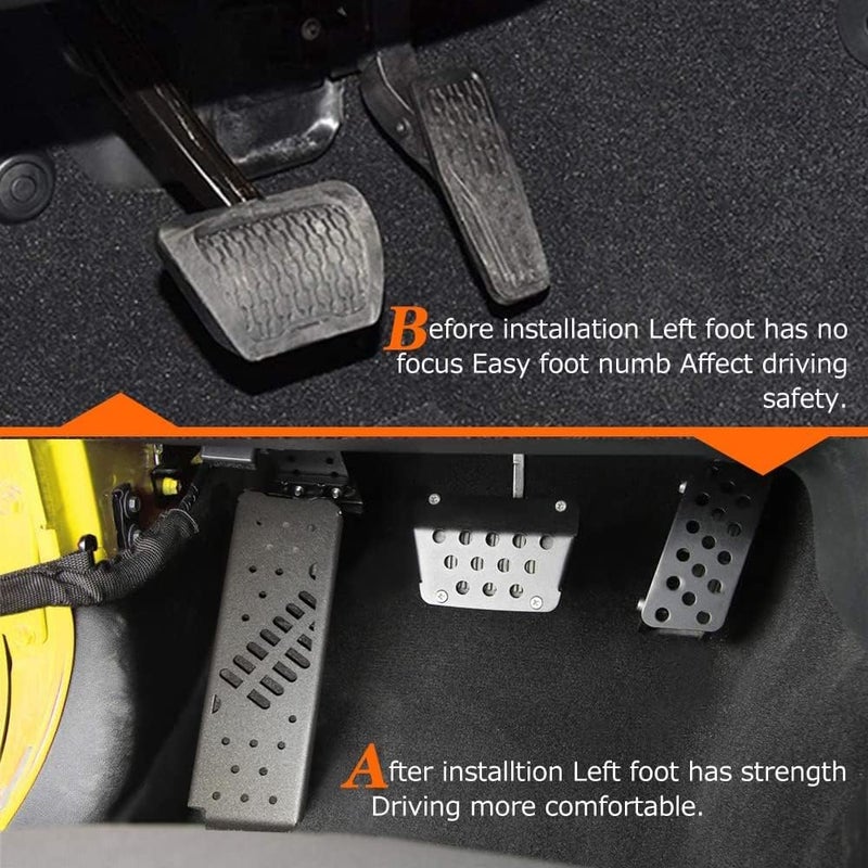 Chelhead JL Dead Pedal, Gladiator Dead Pedal Left Side Foot Rest Kick Panel Compatible with Jeep Wrangler JL/Gladiator JT 2018-2025 (NOT Fit for 4xe Model) (Adjustable, Matte Black) - Image 3
