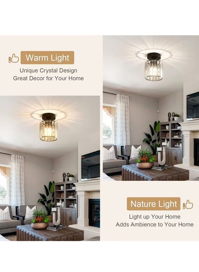oldlaiben Crystal Ceiling Light, Corridor Light, Creative Luxury Simple Modern Crystal Bedroom Ceiling Light, Semi Flush Mount Light, for Bedroom, Entryway, Bathroom, Hallway, Kitchen  - Image 3