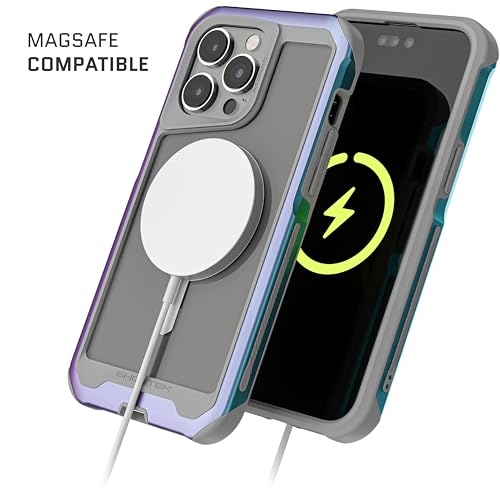 Ghostek Atomic Slim for iPhone 15 Pro Max Case, Compatible with Magnetic MagSafe Accessories, Aluminum Iridescent Fluorescent Bumper, Heavy Duty Protection (6.7 Inch, Prismatic) - Image 4
