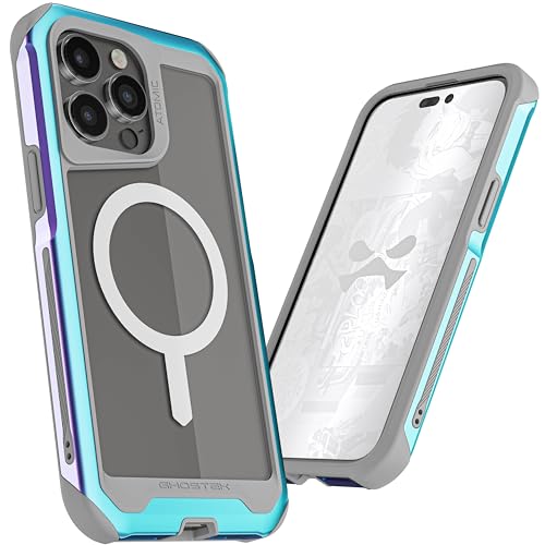 Ghostek Atomic Slim for iPhone 15 Pro Max Case, Compatible with Magnetic MagSafe Accessories, Aluminum Iridescent Fluorescent Bumper, Heavy Duty Protection (6.7 Inch, Prismatic) - Image 2