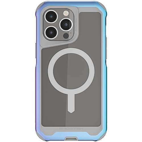 Ghostek Atomic Slim for iPhone 15 Pro Max Case, Compatible with Magnetic MagSafe Accessories, Aluminum Iridescent Fluorescent Bumper, Heavy Duty Protection (6.7 Inch, Prismatic) - Image 1