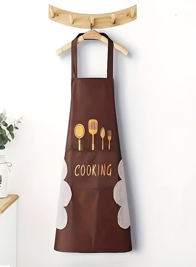 NFI essentials Kitchen Apron for Women Men with Hand-wiping Side Towel and Big Front Pocket, Waterproof Apron for Kitchen, Cooking Chef BBQ, Kitchen Accessories items for Home Cooking - Image 1