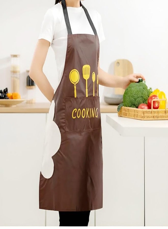 NFI essentials Kitchen Apron for Women Men with Hand-wiping Side Towel and Big Front Pocket, Waterproof Apron for Kitchen, Cooking Chef BBQ, Kitchen Accessories items for Home Cooking - Image 3