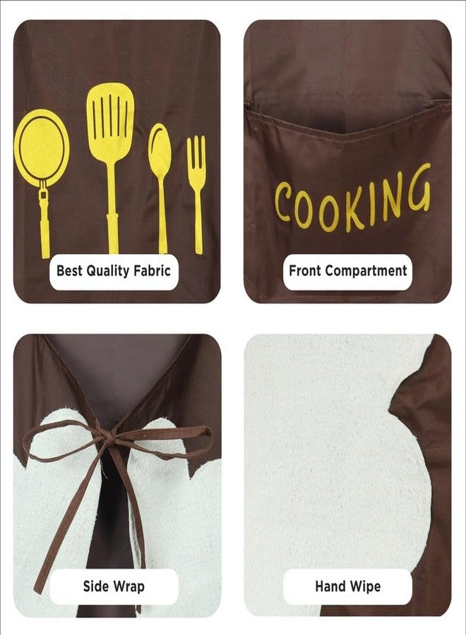 NFI essentials Kitchen Apron for Women Men with Hand-wiping Side Towel and Big Front Pocket, Waterproof Apron for Kitchen, Cooking Chef BBQ, Kitchen Accessories items for Home Cooking - Image 2