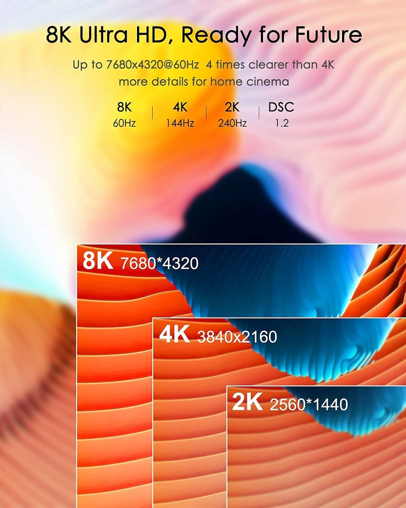 FEDUS 3 Meter Certified Premium 8K High-Speed HDMI Cable (8K@60Hz & 4K@120Hz Nylon Braided HDMI Cables Cord 2.1, 48Gbps HDCP 2.2 & 2.3, HDR 10 Ethernet, eARC, Compatible with Laptop, PC, Black - Image 4