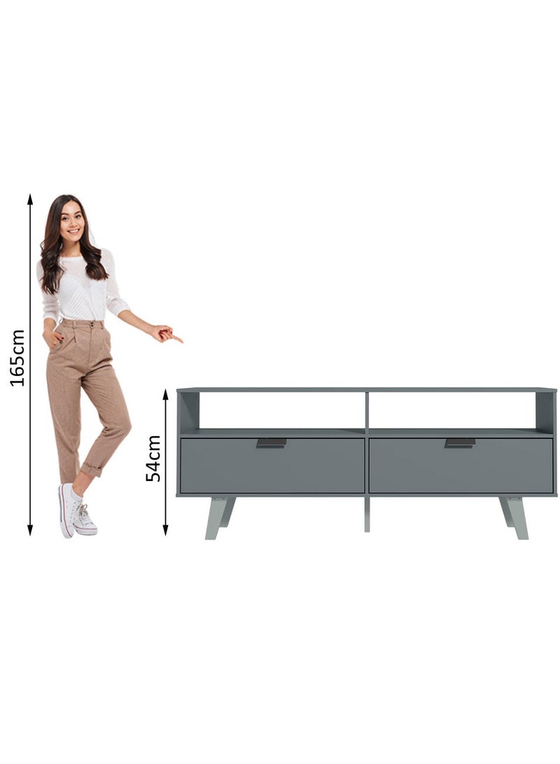 ماديسا حامل تلفزيون ببابين، للتلفزيونات حتى 55 بوصة، خشب، 136 عرض × 54 ارتفاع × 39 عمق سنتيمتر - رمادي - Image 4