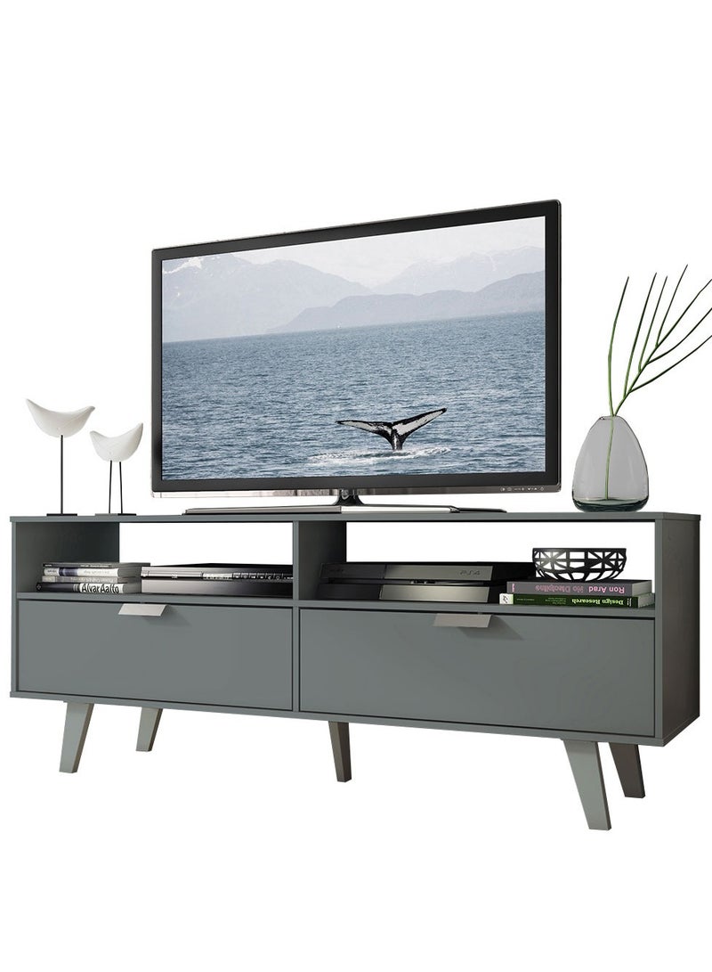 ماديسا حامل تلفزيون ببابين، للتلفزيونات حتى 55 بوصة، خشب، 136 عرض × 54 ارتفاع × 39 عمق سنتيمتر - رمادي - Image 2