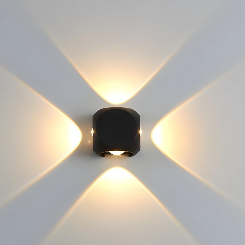 PIXORA 4 Way Oval Up Down LED Outdoor Waterproof IP65 Exterior Wall Step Light Fixture Lamp Warm White Black Body 8 WattsAluminium - Image 1