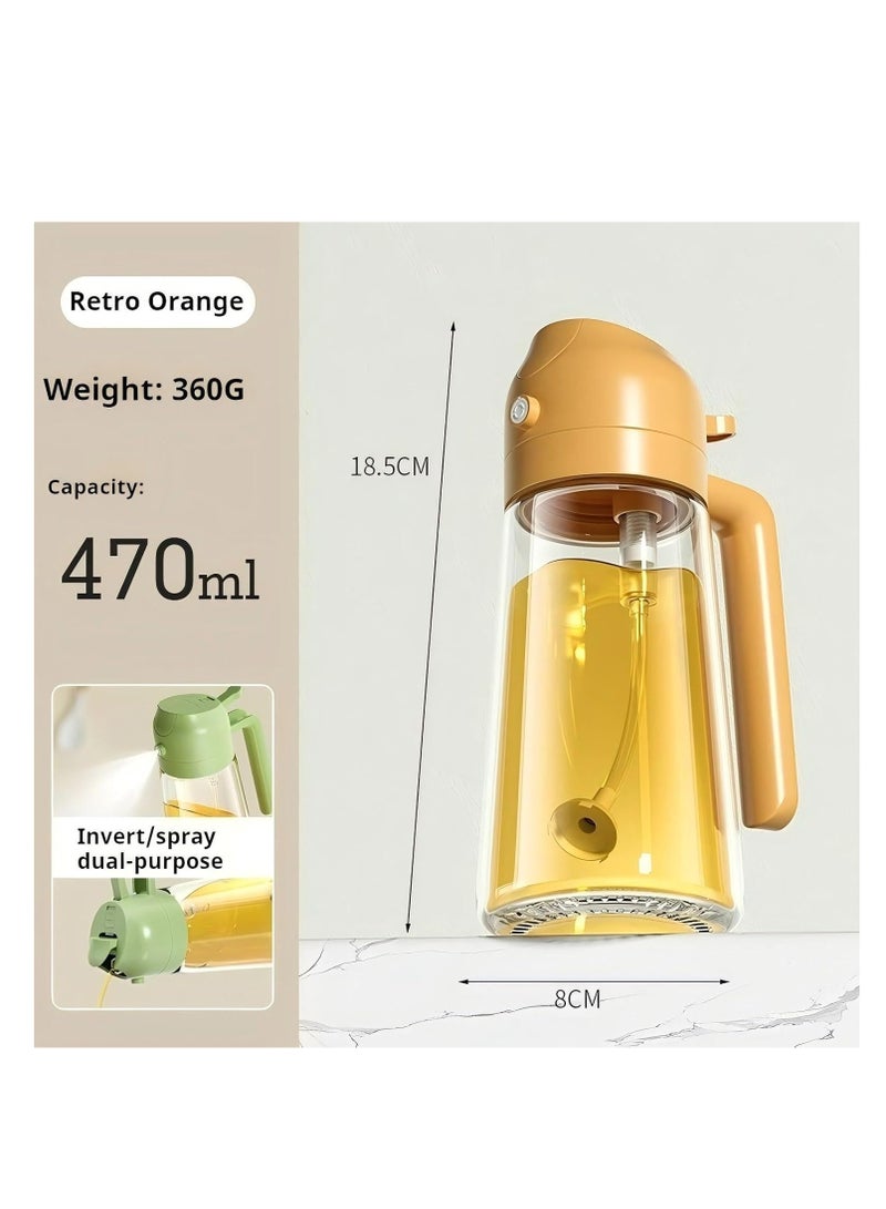 Cool Baby Kitchen Oil Dispenser and Sprayer 2 in 1 Olive Oil Dispenser Bottle 470ml Glass Oil Bottle Food Grade Oil Mist (Orange) - Image 3