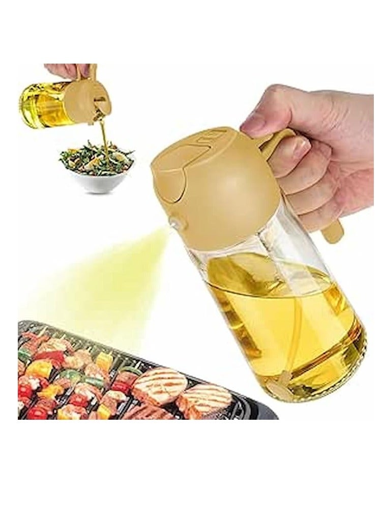 Cool Baby Kitchen Oil Dispenser and Sprayer 2 in 1 Olive Oil Dispenser Bottle 470ml Glass Oil Bottle Food Grade Oil Mist (Orange) - Image 1