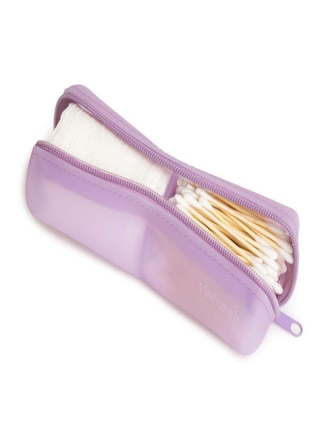 Visfresh Cotton Round Swab Travel Case, 2 in 1 Portable Hair Accessories Organizer, Hair Tie Organizer, Hair Tie Holder, Bobby Pin Holder, Travel Qtips Case, Purse Organization, Floss Holder (Purple) - Image 1