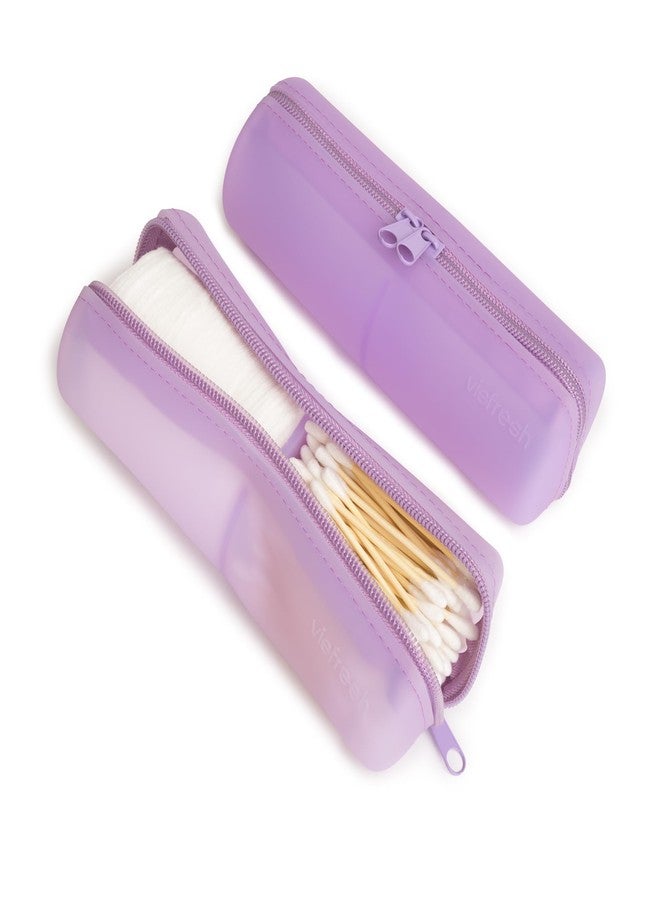 Visfresh Cotton Round Swab Travel Case, 2 in 1 Portable Hair Accessories Organizer, Hair Tie Organizer, Hair Tie Holder, Bobby Pin Holder, Travel Qtips Case, Purse Organization, Floss Holder (Purple) - Image 2