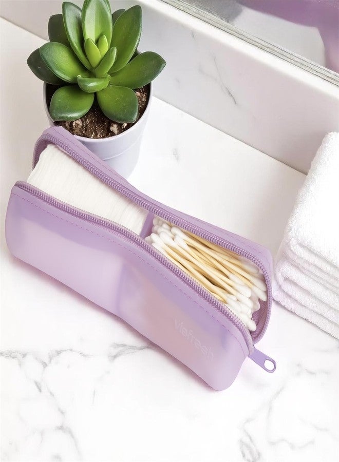 Visfresh Cotton Round Swab Travel Case, 2 in 1 Portable Hair Accessories Organizer, Hair Tie Organizer, Hair Tie Holder, Bobby Pin Holder, Travel Qtips Case, Purse Organization, Floss Holder (Purple) - Image 3
