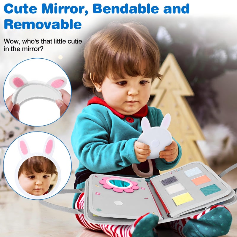 JHkim Busy Board Montessori Toys for 1 2 3 4 Year Old Boy & Girl Birthday Gifts, Autism Sensory Travel Toy for Toddlers 1-3, Educational Activity Sensory Busy Book for Learning Fine Motor Skills, Gray - Image 4
