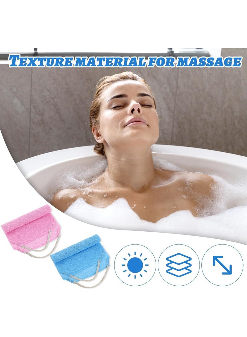 BIGTHREE 2Pcs Back Scrubber Body Bath Pull Strap Scrubber, Double-Sided Nylon Body Washcloth for Deep Cleansing, Washers Stretchable Shower Scrubber, Shower & Bath Essential for Men & Women - Image 3
