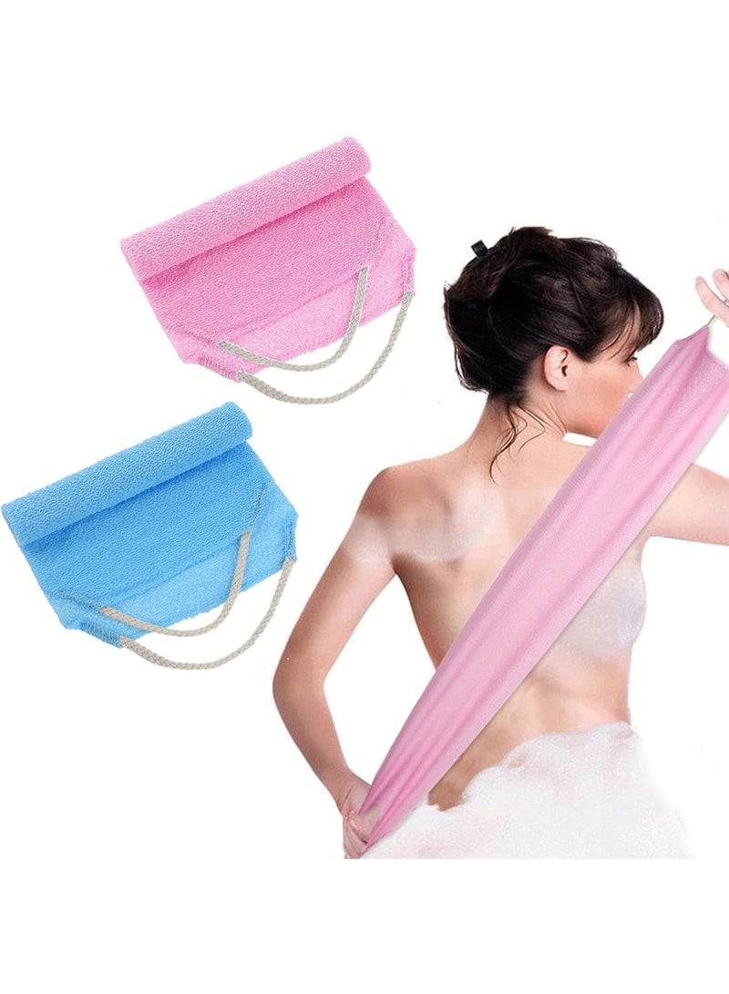 BIGTHREE 2Pcs Back Scrubber Body Bath Pull Strap Scrubber, Double-Sided Nylon Body Washcloth for Deep Cleansing, Washers Stretchable Shower Scrubber, Shower & Bath Essential for Men & Women - Image 1