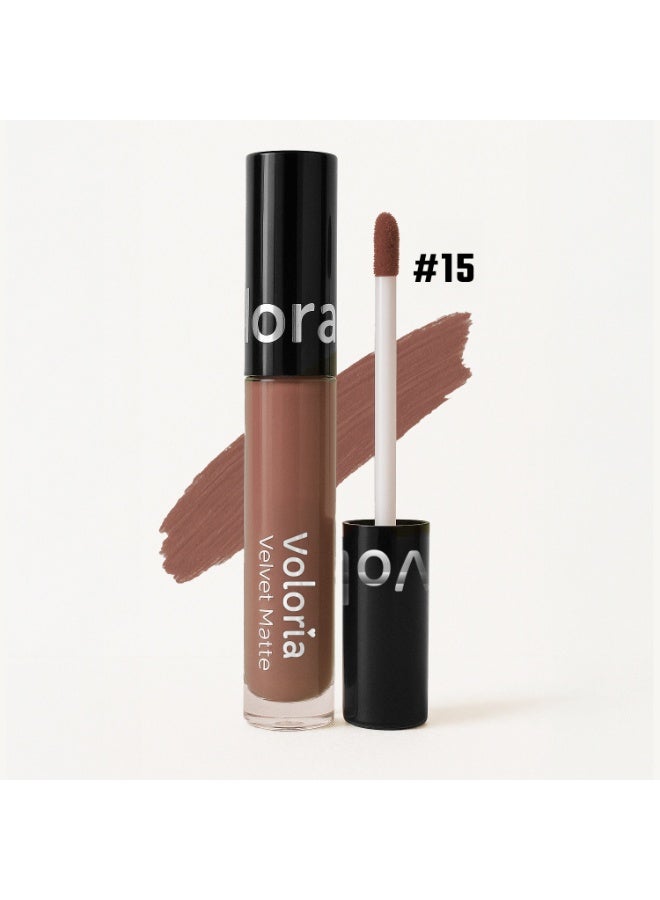 Voloria Velvet Matte Liquid Lipstick #15 – Long-lasting, Soft Matte Finish - Image 1