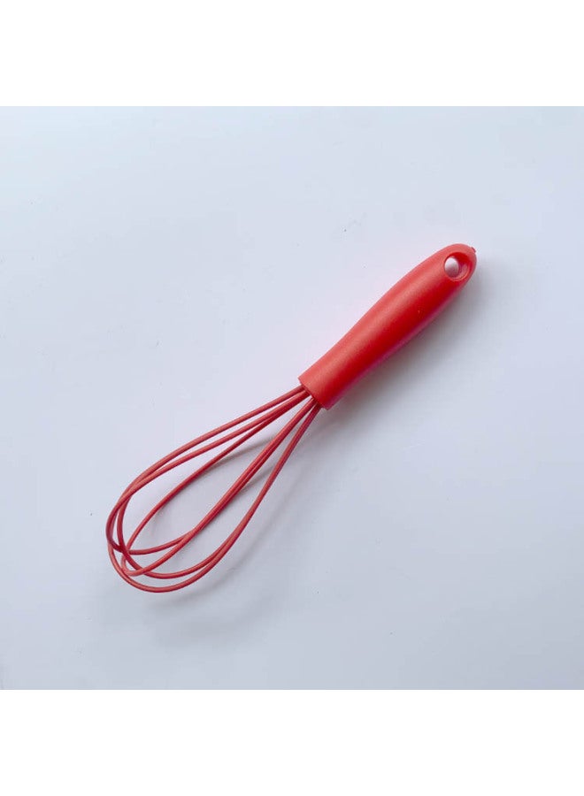 6 Inch Silicone Egg Beater Egg Cream Beater Mini Kids Kitchen Baking Tools-Color:Red - Image 1