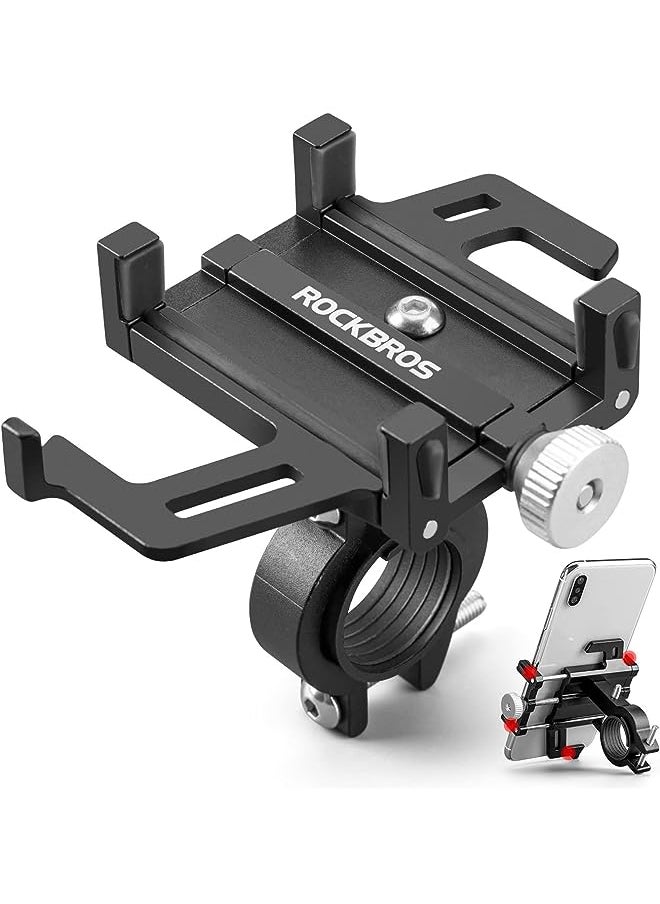 Rockbros Bike Phone Mount Holder Motorcycle & Bicycle Handlebar Cell Phone Holder 360° Rotatable Aluminum Phone Clip for iPhone 11 12 13 Pro Max Mini X XR Xs Plus Samsung S21 S20 S10  - Image 1