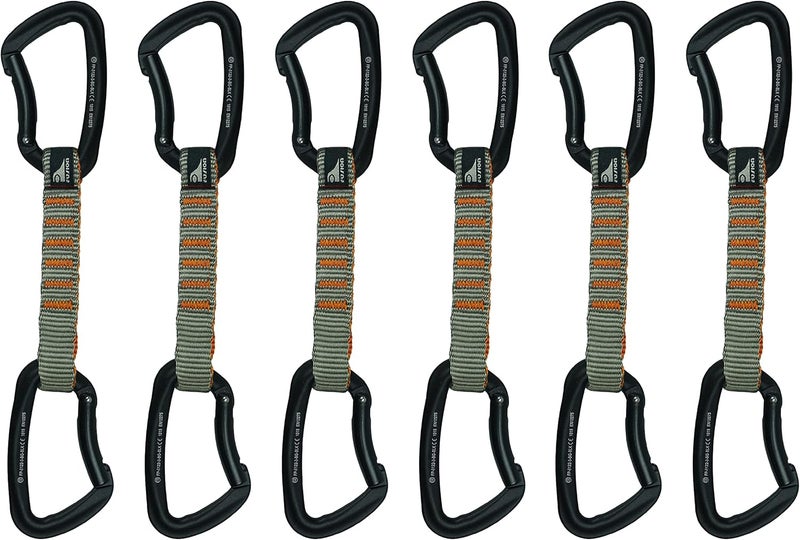FUSION Climb 6-Pack 11cm Quickdraw Set with Techno Zoom Green Bent Gate Carabiner/Techno Zoom Apple Green Bent Gate Carabiner, Universal - Image 1