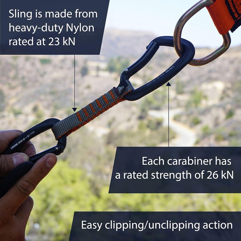 FUSION Climb 6-Pack 11cm Quickdraw Set with Techno Zoom Green Bent Gate Carabiner/Techno Zoom Apple Green Bent Gate Carabiner, Universal - Image 4