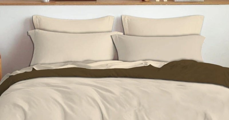 TIB Glace Cotton 140 GSM Plain King Size Bedsheet with 2 Pillow Covers, Bedsheet for Double Bed, 90X100 Inches, for Home, Hotel, Guest Room, Beige - Image 3