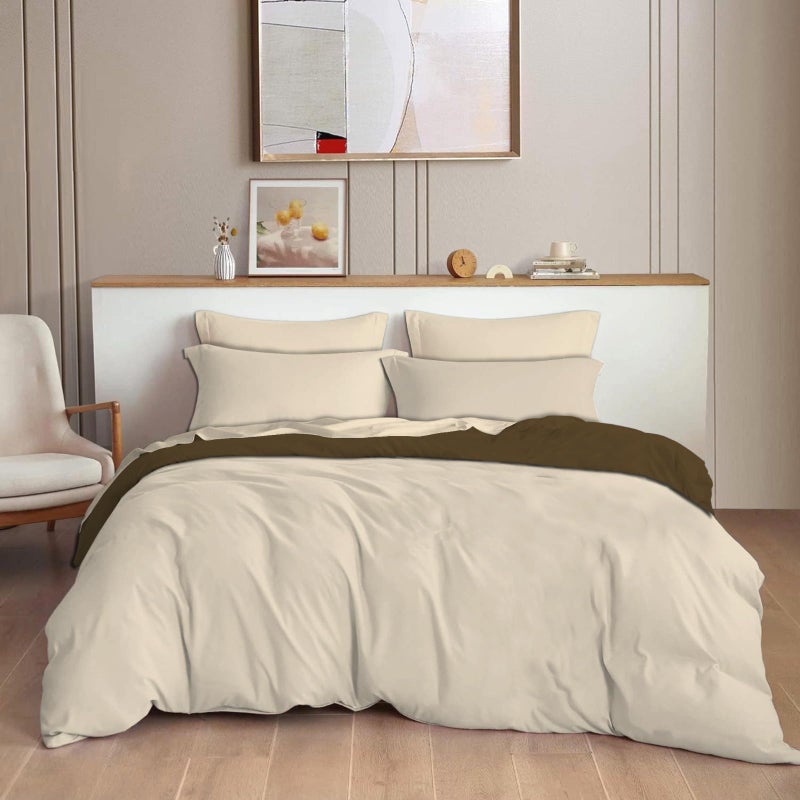 TIB Glace Cotton 140 GSM Plain King Size Bedsheet with 2 Pillow Covers, Bedsheet for Double Bed, 90X100 Inches, for Home, Hotel, Guest Room, Beige - Image 4