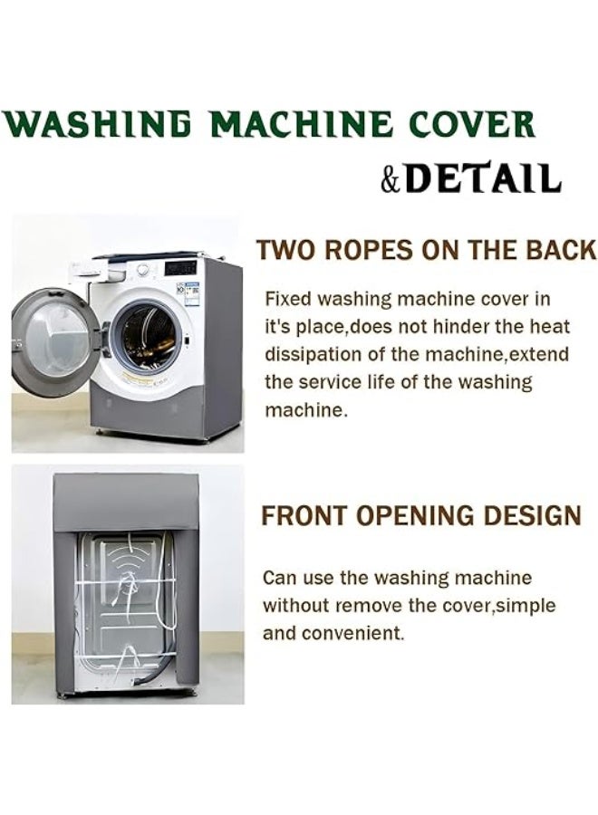 DUNISO غطاء غسالة مقاوم للماء، غطاء غسالة ومجفف بطبقة فضية، مقاوم للشمس، مقاوم للغبار ومقاوم للرذاذ، مناسب للاستخدام الداخلي والخارجي (رمادي، متوسط (8-10 كجم)) - Image 5