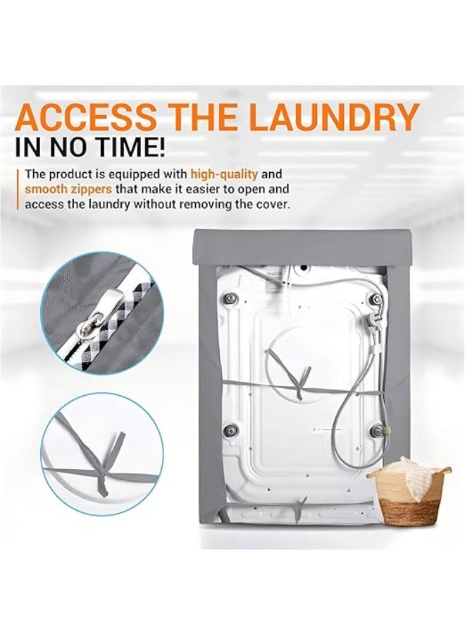 DUNISO غطاء غسالة مقاوم للماء، غطاء غسالة ومجفف بطبقة فضية، مقاوم للشمس، مقاوم للغبار ومقاوم للرذاذ، مناسب للاستخدام الداخلي والخارجي (رمادي، متوسط (8-10 كجم)) - Image 3