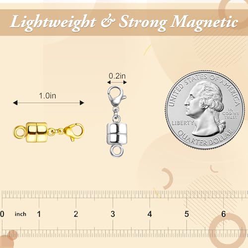 Bonison Lightweight Magnetic Necklace Clasps – 12 Pack Strong-Magnetic Lobster Clasp Extenders, Gold & Silver Jewelry Closures for Quick On/Off and Comfortable Everyday Wear - Image 2