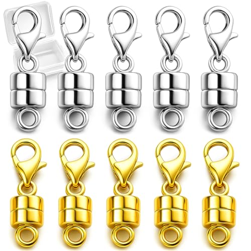 Bonison Lightweight Magnetic Necklace Clasps – 12 Pack Strong-Magnetic Lobster Clasp Extenders, Gold & Silver Jewelry Closures for Quick On/Off and Comfortable Everyday Wear - Image 1