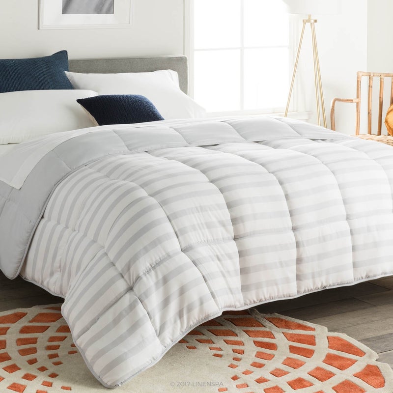 LINENSPA Linenspa Comforter Duvet Insert Twin GreyWhite Down Alternative All Season MicrofiberTwin Size  Box Stitched 