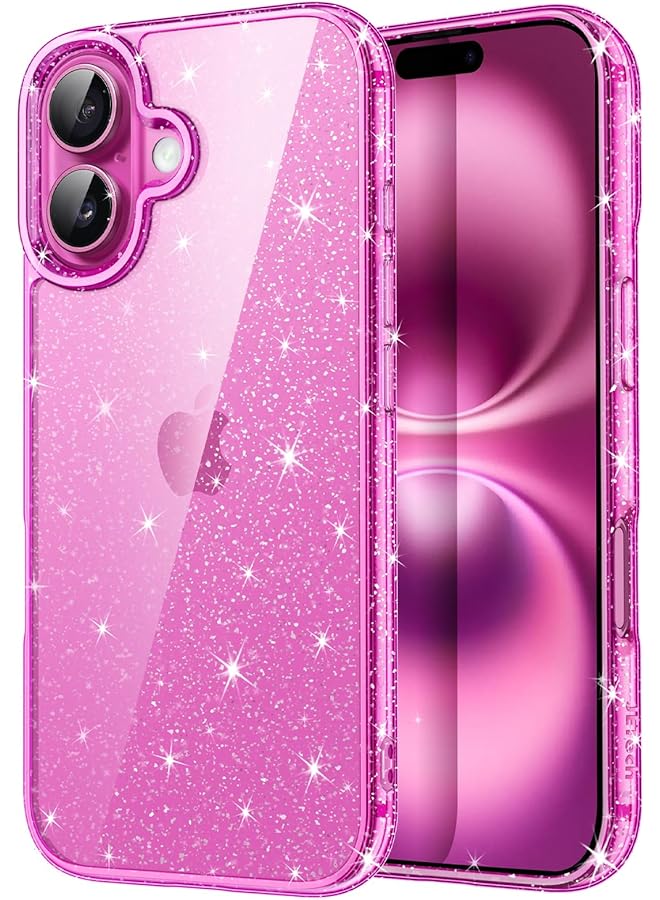 جي تيك جراب لامع لهاتف آيفون 16 مقاس 6.1 بوصة، غطاء هاتف مضاد للصدمات لامع لامع للنساء والفتيات باللون الوردي - Image 1