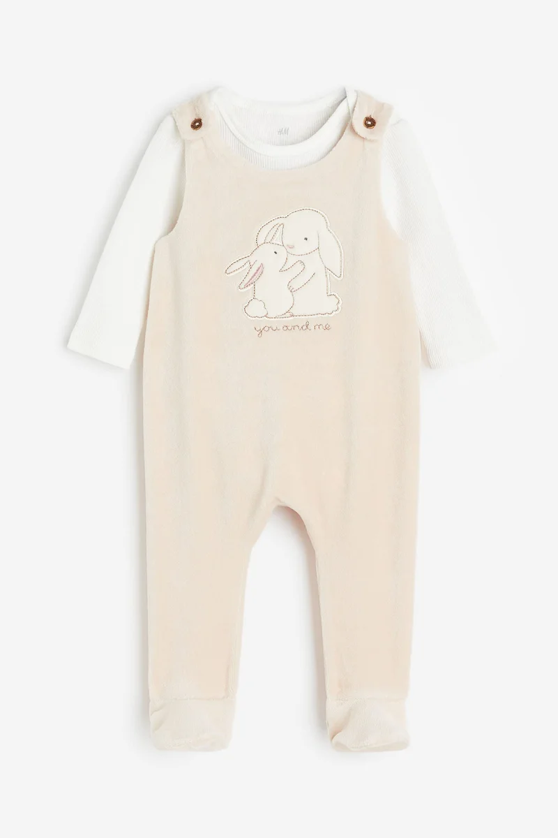 H&M Bodysuit and velour romper suit