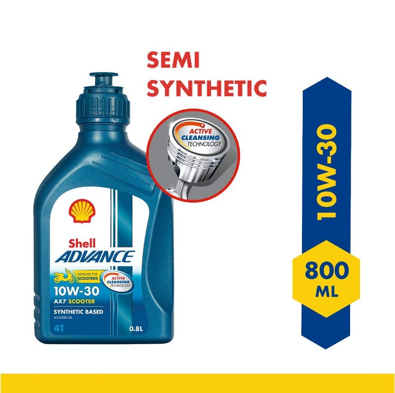 Shell Advance AX7 10W30 API SM JASO MB Synthetic Technology Scooter Engine Oil (800 ml) (Advance 4T AX7) - Image 5