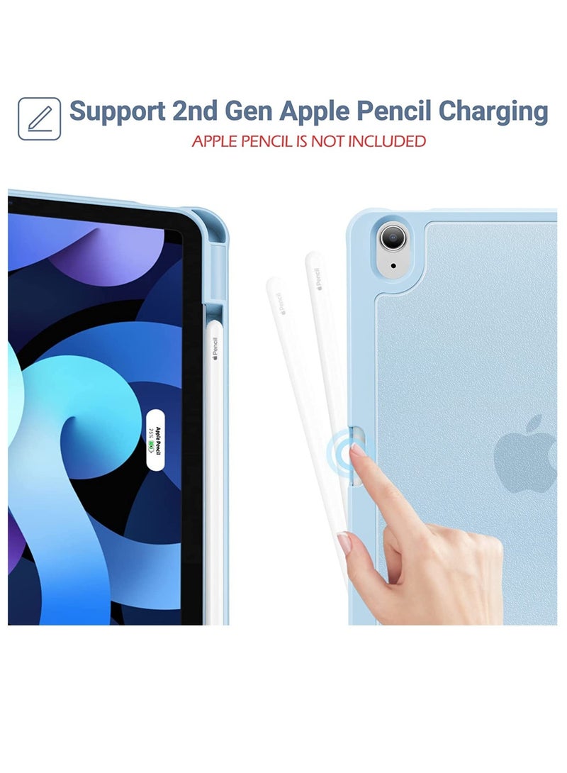 إلترازون iPad Air 5/4 10.9 Inch Case 2022 2020 with Pencil Holder, Trifold Lightweight Hard Shell Slim Smart Cover for 10.9" iPad Air 5th 4th Generation -SkyBlue - Image 2