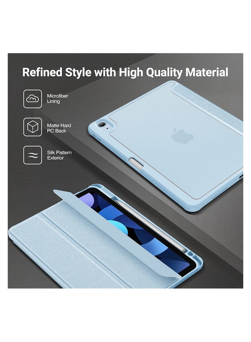 إلترازون iPad Air 5/4 10.9 Inch Case 2022 2020 with Pencil Holder, Trifold Lightweight Hard Shell Slim Smart Cover for 10.9" iPad Air 5th 4th Generation -SkyBlue - Image 3