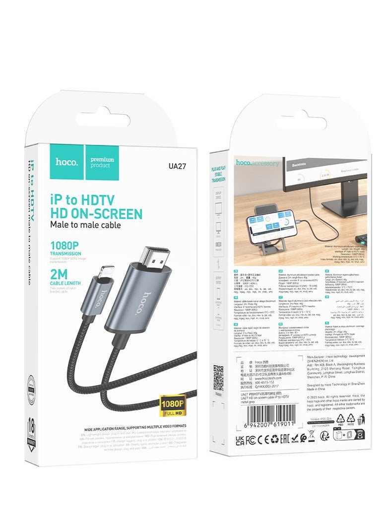 هوكو. UA27، كابل فيديو من Lightning إلى HDTV، يدعم 1080 بكسل 60 هرتز، بطول 2 متر - Image 5