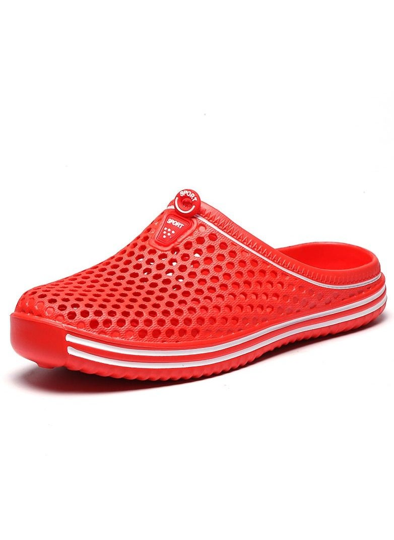 Loquat Men/Women Couple Shoes Hole Shoes Red 