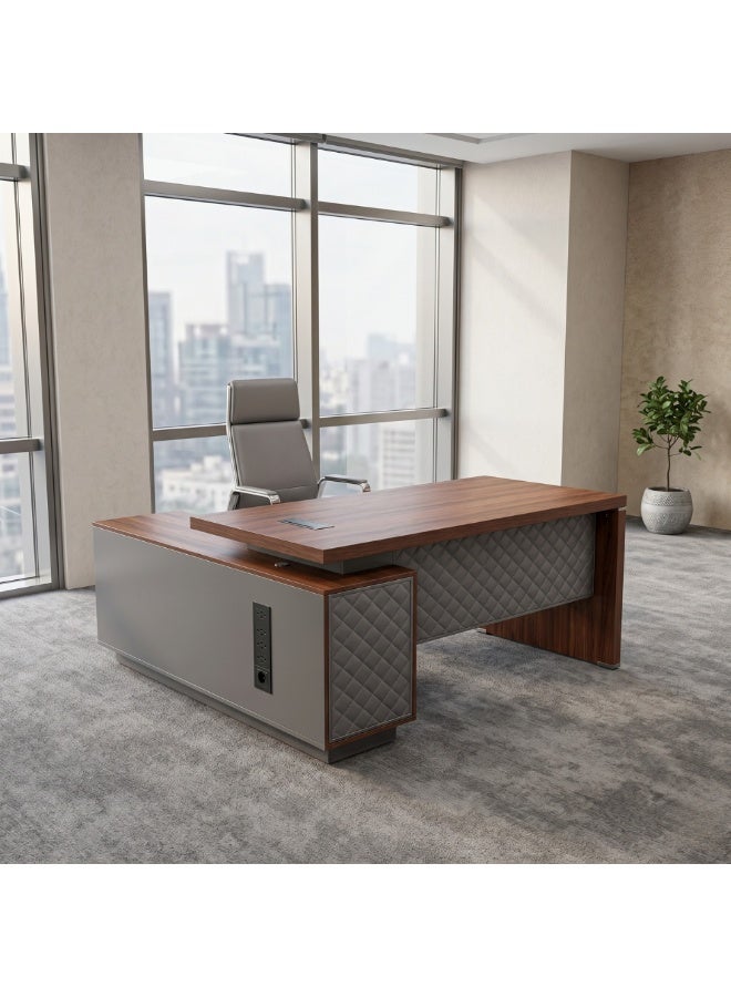 Karnak Sayde L-Shape Executive Desk with Lockable Drawers | Ergonomic Computer Desk 160 Cm | Multifunctional Modern Office Table for Retail Hotel Clinic Workspace Furniture - Image 1