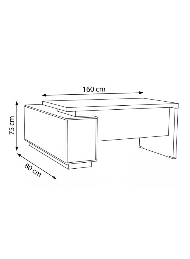 Karnak Sayde L-Shape Executive Desk with Lockable Drawers | Ergonomic Computer Desk 160 Cm | Multifunctional Modern Office Table for Retail Hotel Clinic Workspace Furniture - Image 2