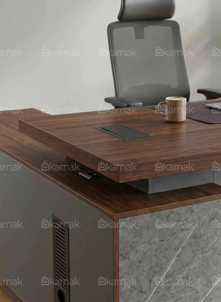 Karnak Sayde L-Shape Executive Desk with Lockable Drawers | Ergonomic Computer Desk 160 Cm | Multifunctional Modern Office Table for Retail Hotel Clinic Workspace Furniture - Image 3