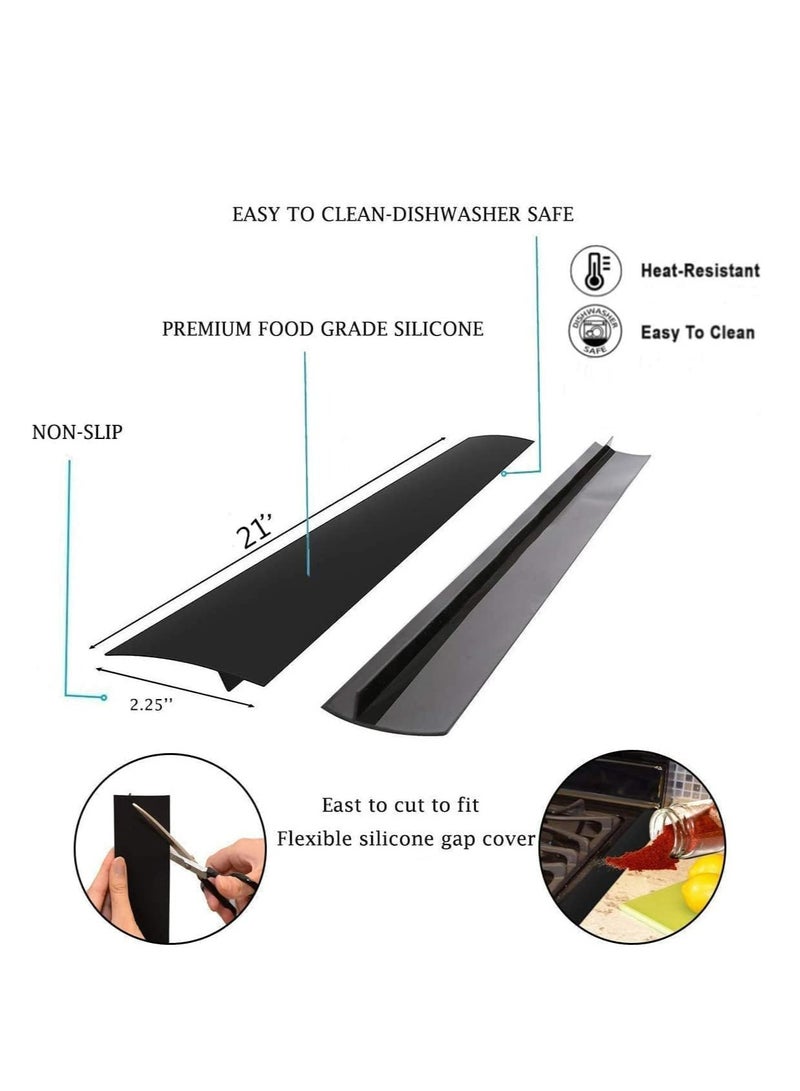 Oasisgalore 21 Inches Black Gap Filler Kitchen Adjustable Silicone Gap Cover for Stove Counter - Kitchen Stove Heat Resistant Cover Easy Clean  - Image 2