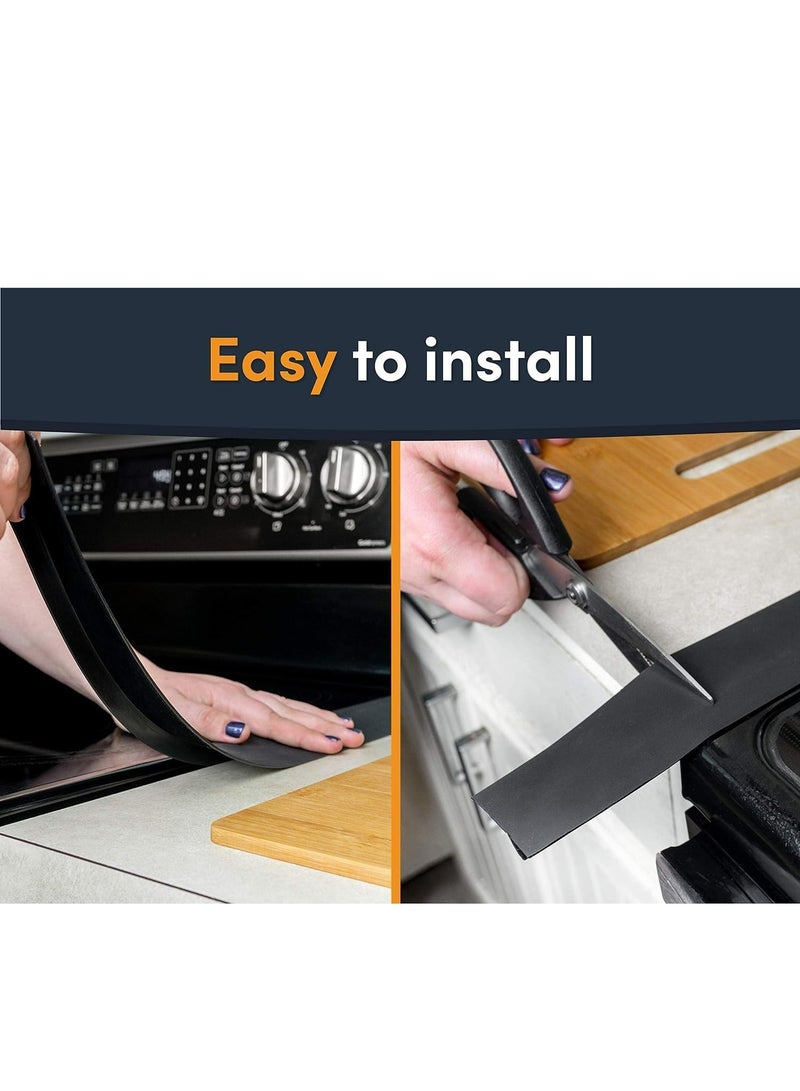 Oasisgalore 21 Inches Black Gap Filler Kitchen Adjustable Silicone Gap Cover for Stove Counter - Kitchen Stove Heat Resistant Cover Easy Clean  - Image 3